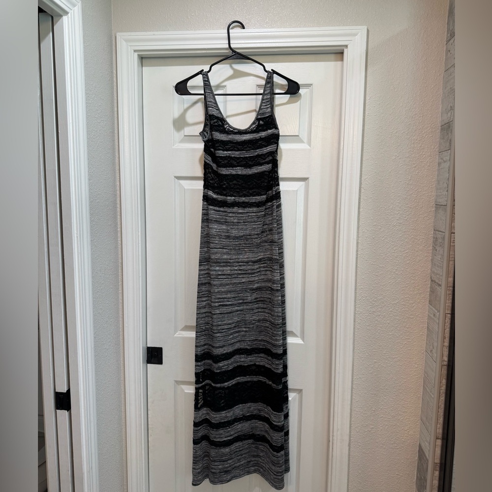 ANGL Monochrome Striped Knit Dress